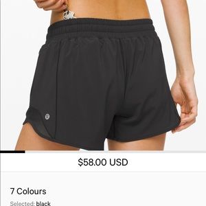 Lululemon black Hottie Hot long shorts 4” size 6